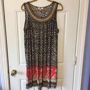Ilu Ilu Leopard Print Beaded Dress Size 2XP